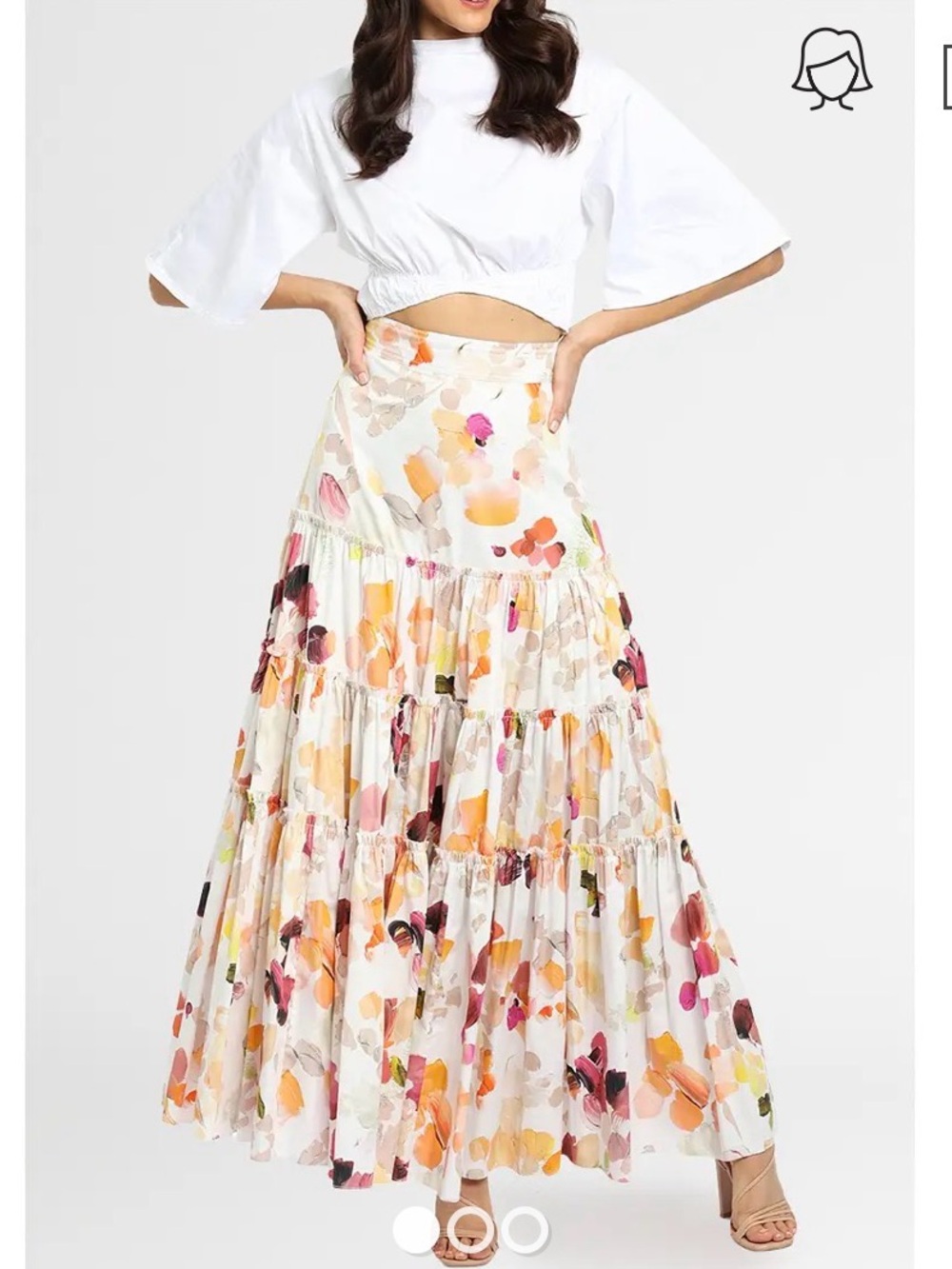 Aje cotton Tiered floral Maxi Skirt